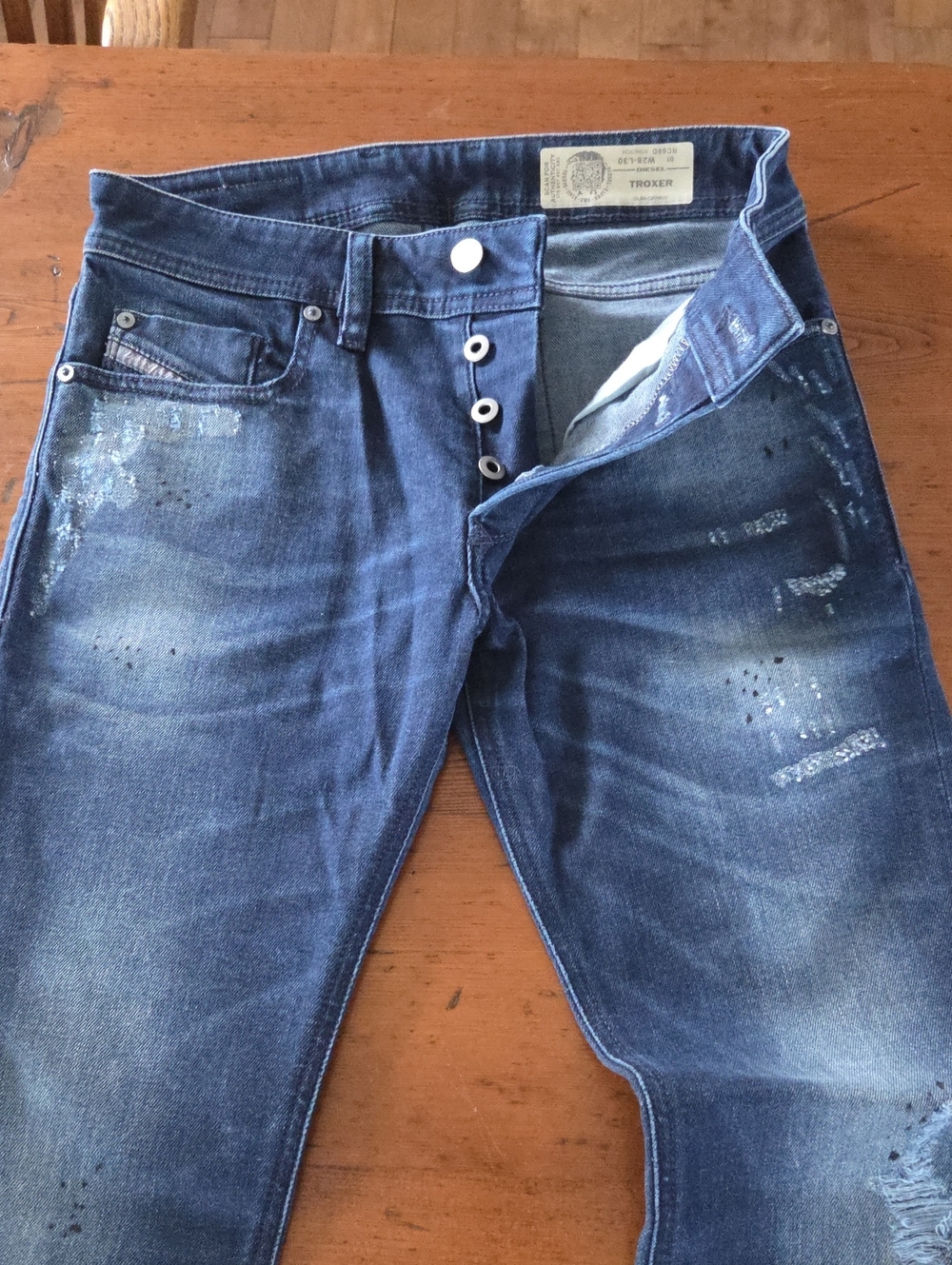 Authentic Diesel Women's Blue Distressed Jeans, W28 L30
